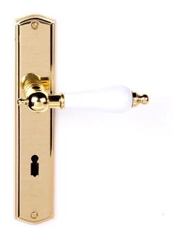 BAWO Türdrücker L39 Messing poliert/Porzellan weiß BAWO Türdrücker L39 Messing poliert/Porzellan weiß